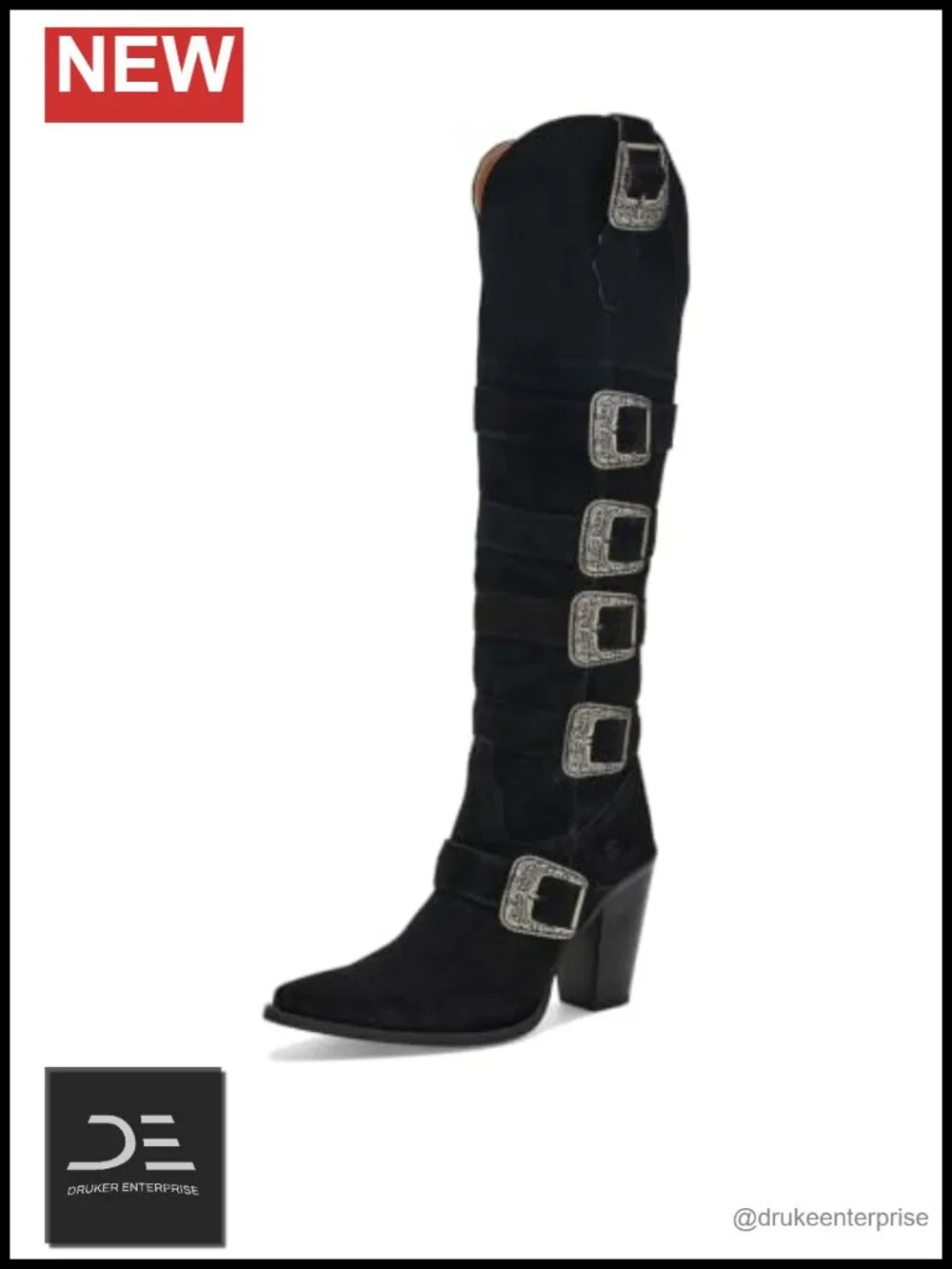 AUTH Leather Snip Toe Over the Knee Equestrian Boots Zippered Casual Heel